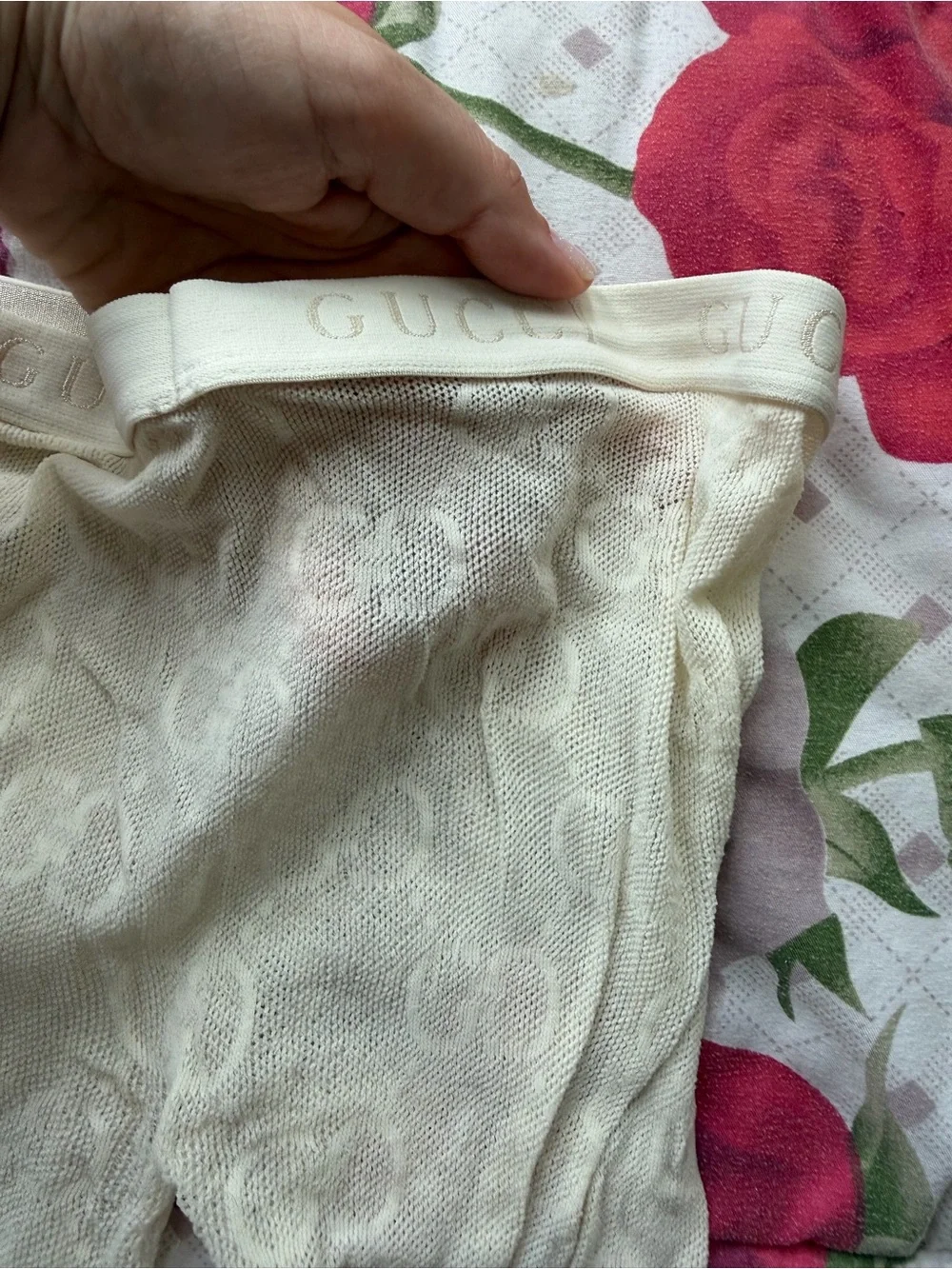 Gucci Sheer White GG Logo Tights